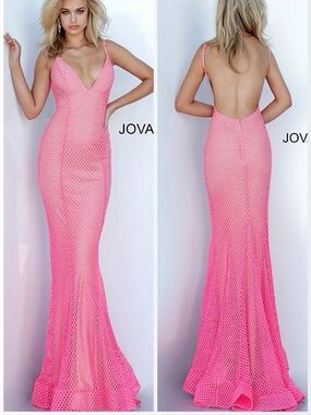 NWT - Jovani Pink Mesh Prom Dress (14)